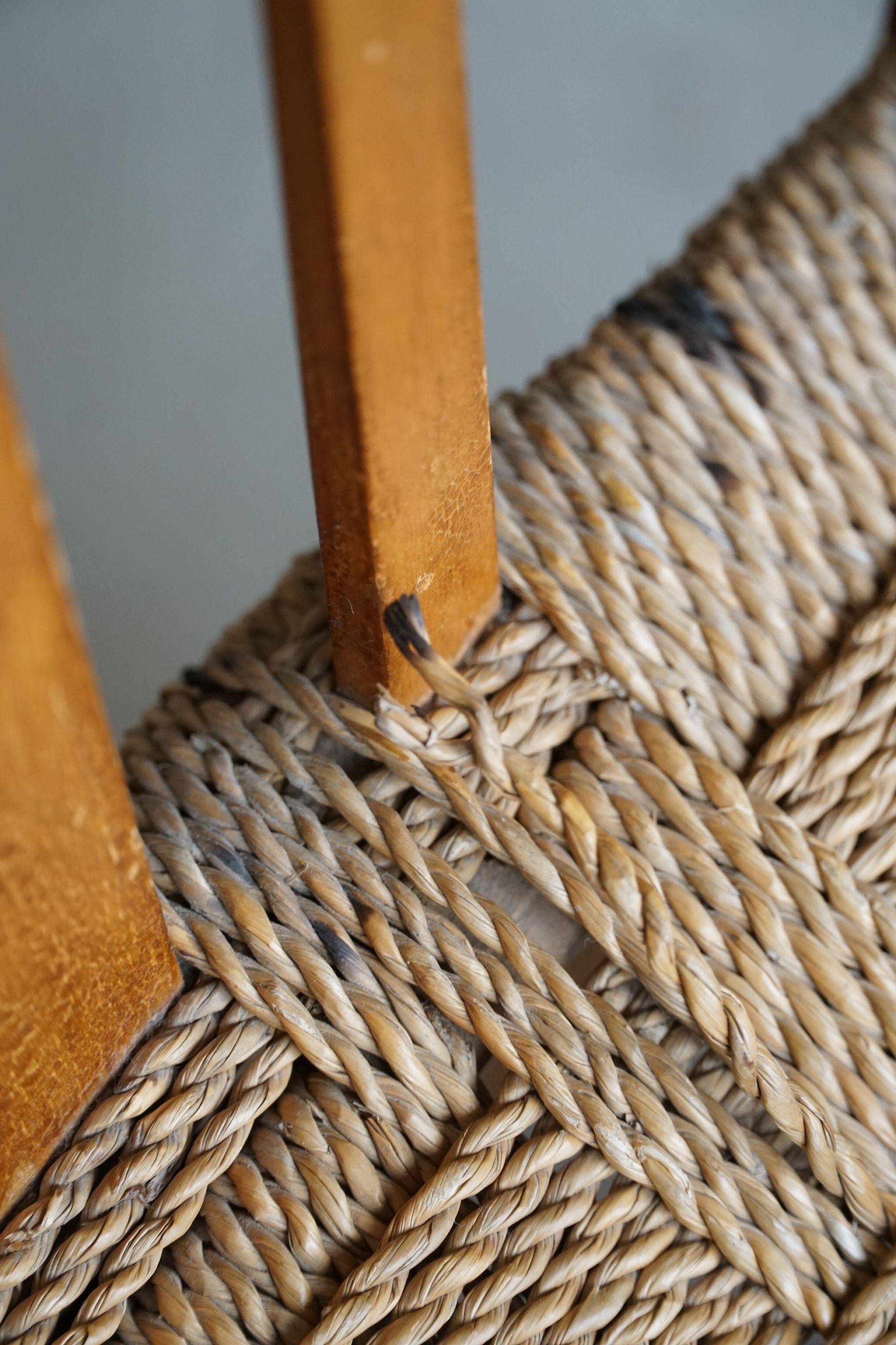 Modern Danish lounge chair in beech and paper cord, in the style of Frits Schlegel.
