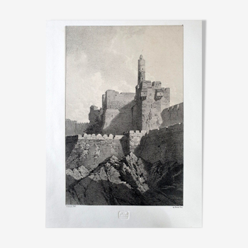 Lithograph in black - 1846 - Walls of Jerusalem