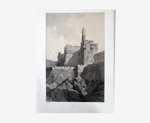 Lithograph in black - 1846 - Walls of Jerusalem