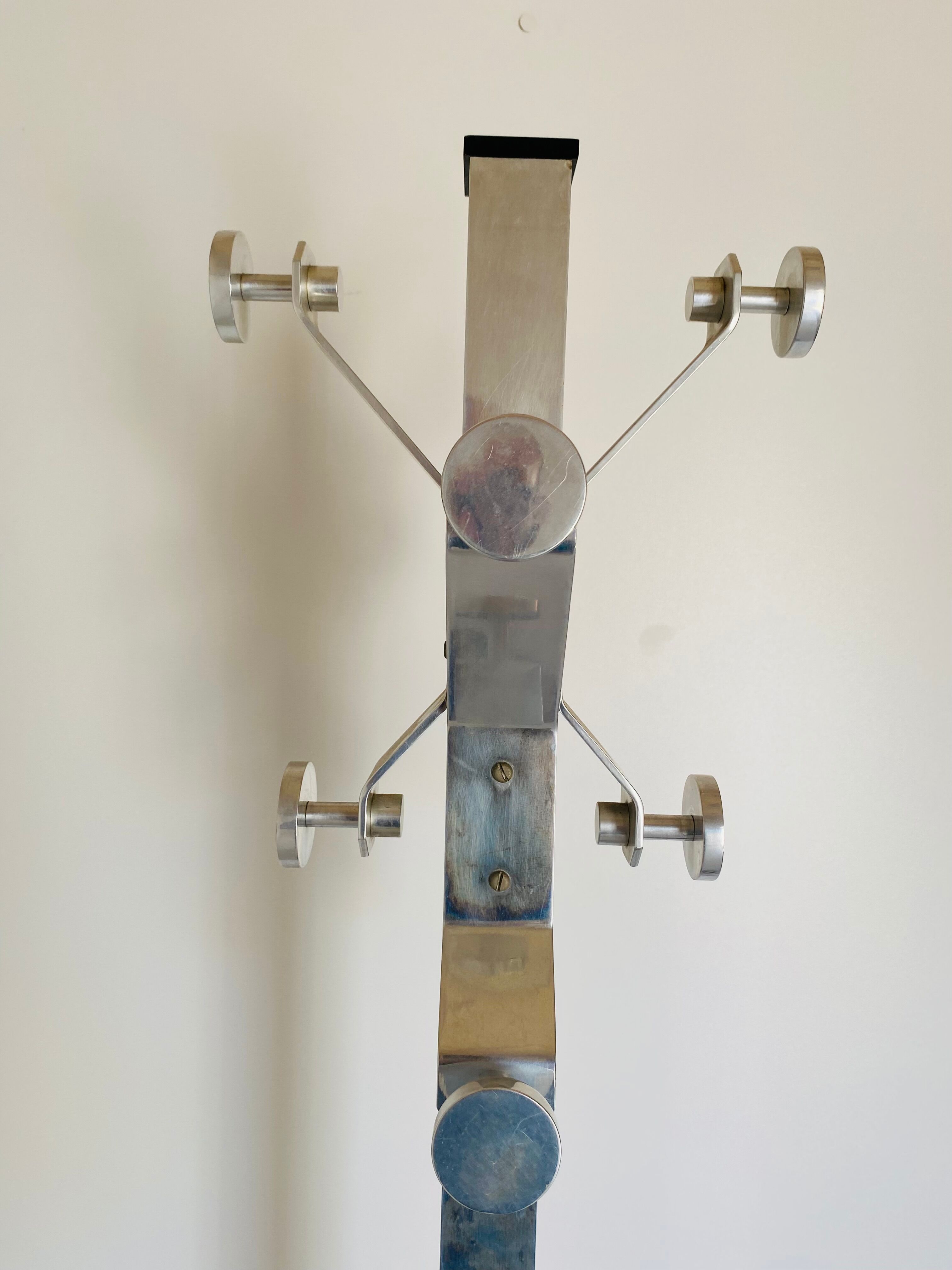 1970s vintage chrome coat and umbrella racks, set of two