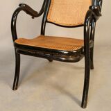 Bentwood cane armchair with mechanism and footrest