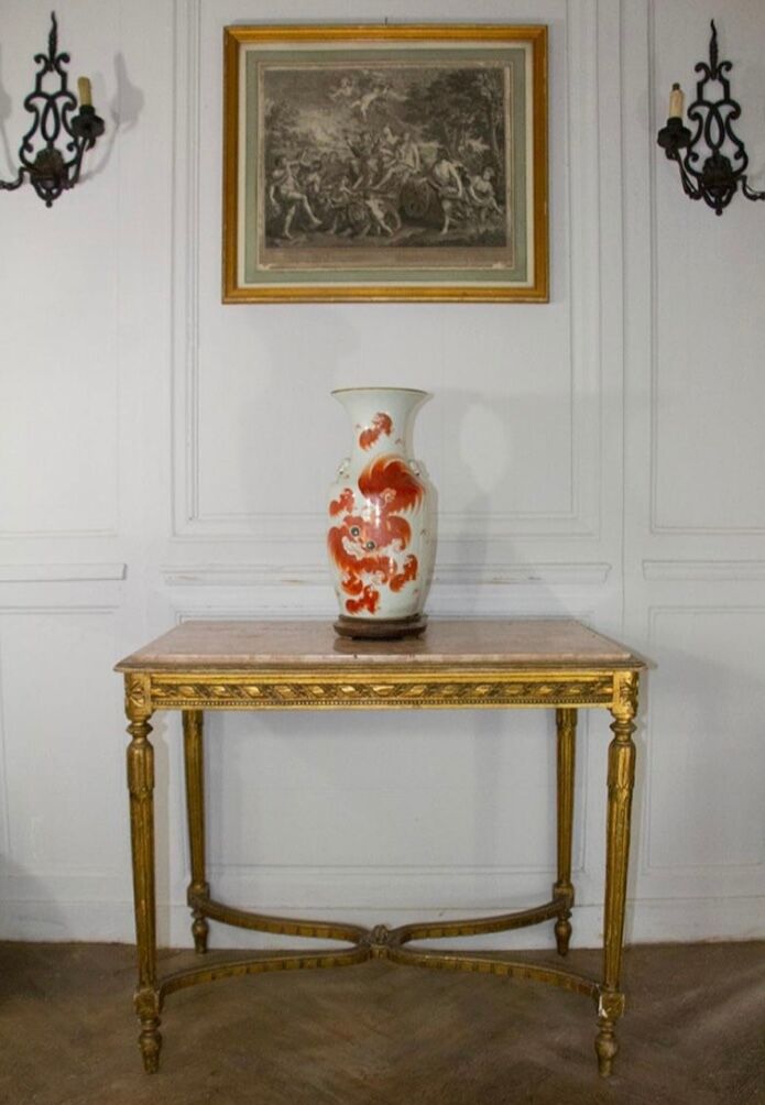 Table d'appoint, style louis xvi, bois doré, xixème siècle