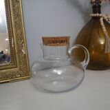 Round glass carafe with cork stopper