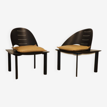 Pair of modernist armchairs by Patrice Bonneau edition Genexco, 1980