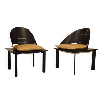 Pair of modernist armchairs by Patrice Bonneau edition Genexco, 1980