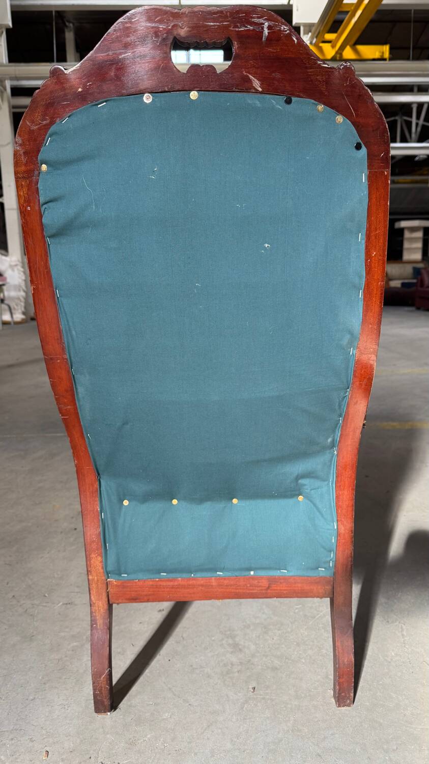 Antique mahogany wood upholstery armchair