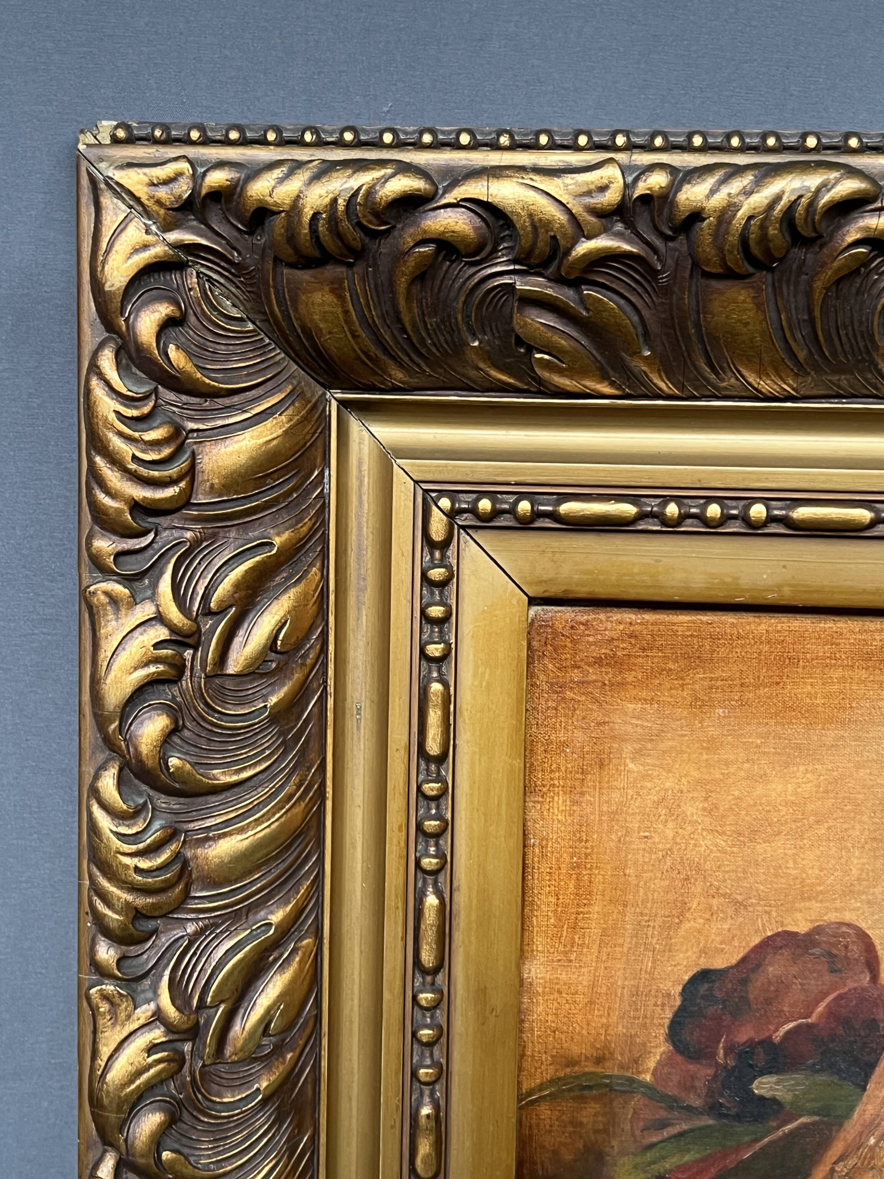 Landscape signed "Poppies". Oil on canvas.