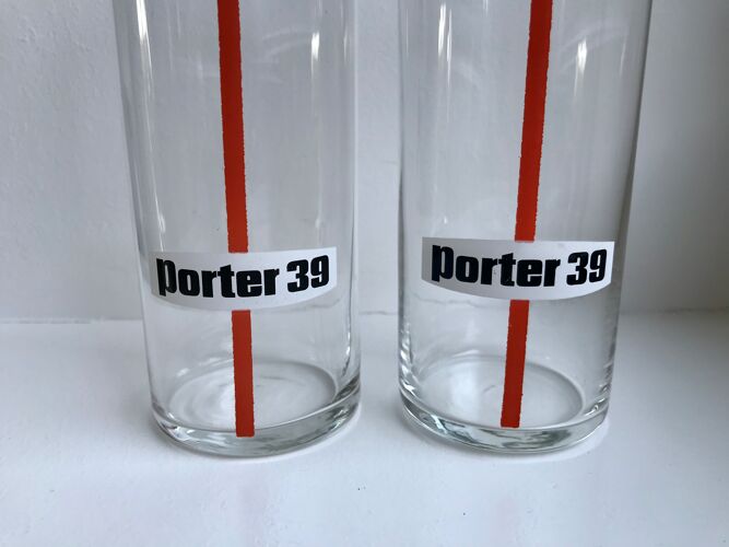 Duo de verres à bière Porter 39 vintage années 70