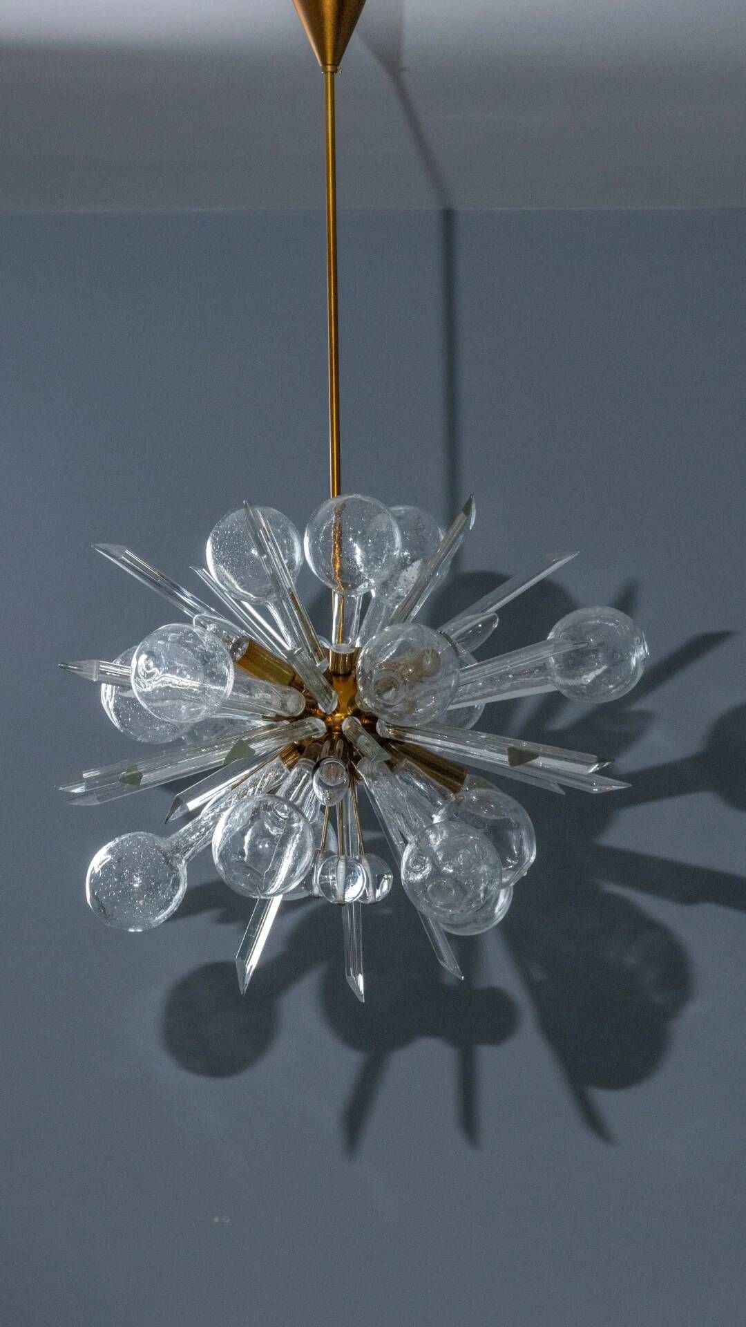 Chandelier “EXPLOSE” by René Roubíček, sculptural art glass ceiling light