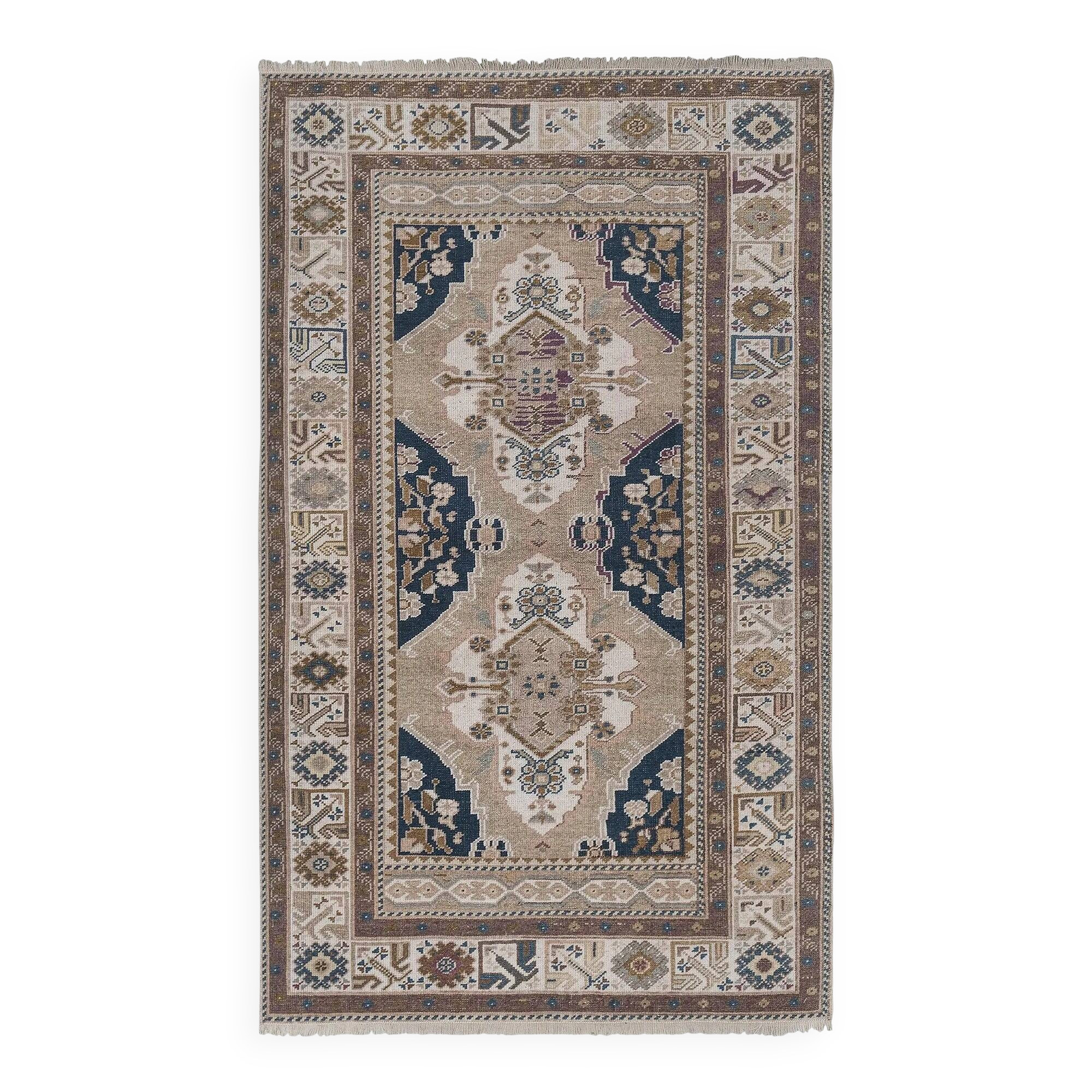 Tapis Oushak turc vintage 91x156 cm