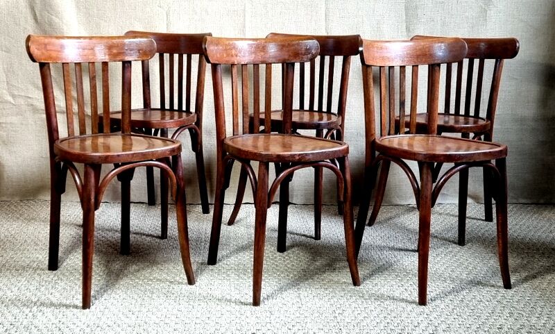 Set 6 chaises bistrot Mahieu années 30/40