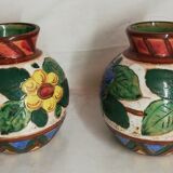 Pair of ceramic vase signed Italy 1954 b, vintage, decoration, flower