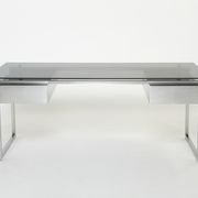 Desk stainless steel brushed gray smoked glass by Patrice Maffei for Kappa 1970