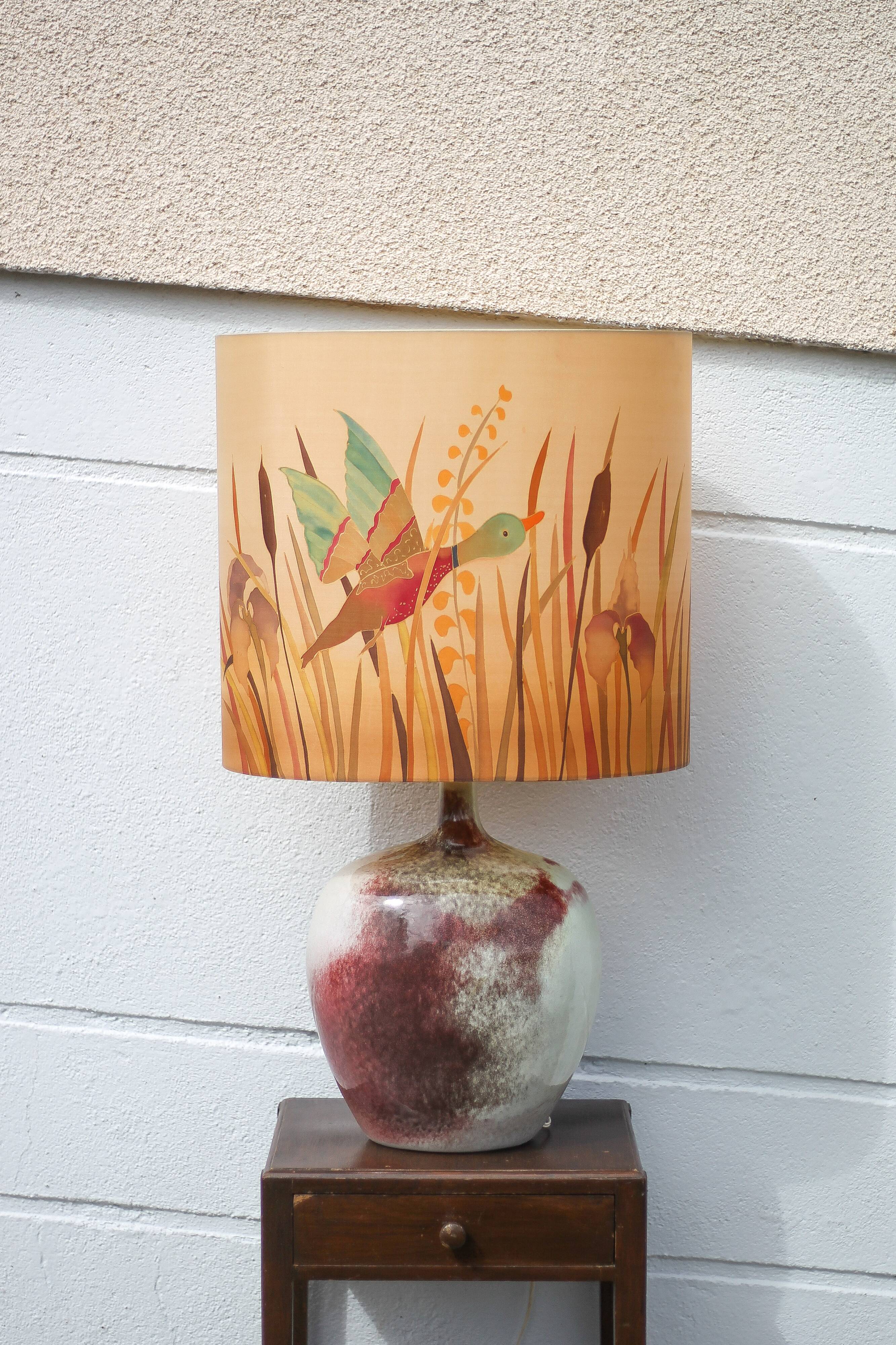 Ceramic lamp with lampshade, large table lamp, gray tones and oxblood ceramic lamp, dice