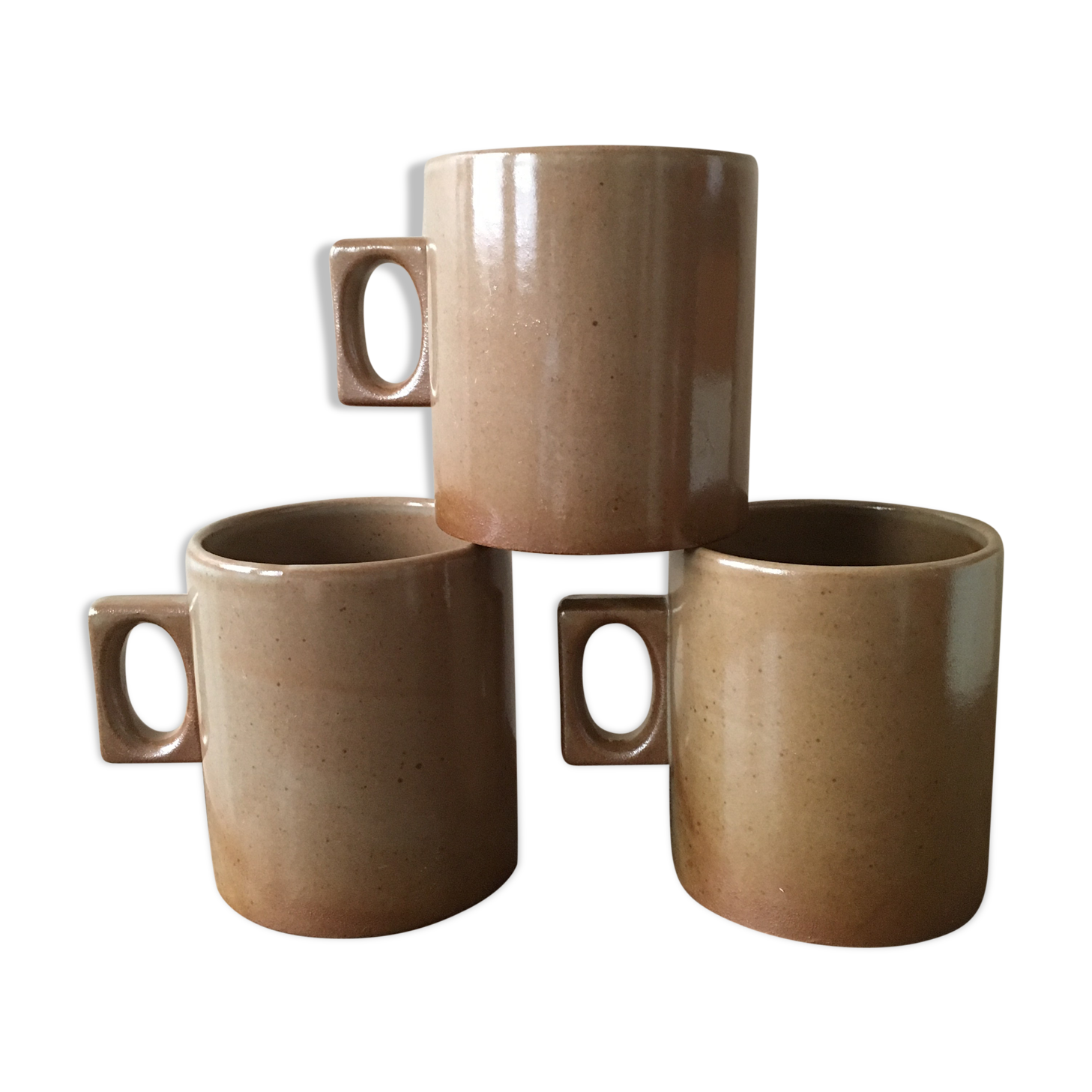 Lot of three cups or mugs stoneware of great fire of Brenne, France