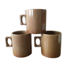 Lot of three cups or mugs stoneware of great fire of Brenne, France
