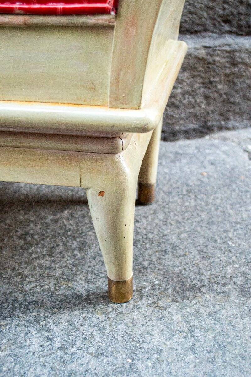 Sgabelli Art Deco in wood, ottone and pelle, Italia, anni '30, set of 2