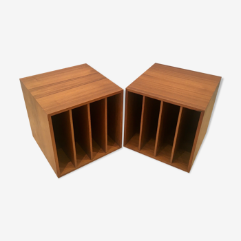 Vintage teak cubes for vinyl, Denmark C.1960