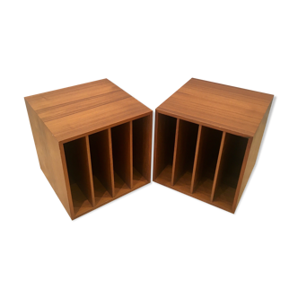 Vintage teak cubes for vinyl, Denmark C.1960