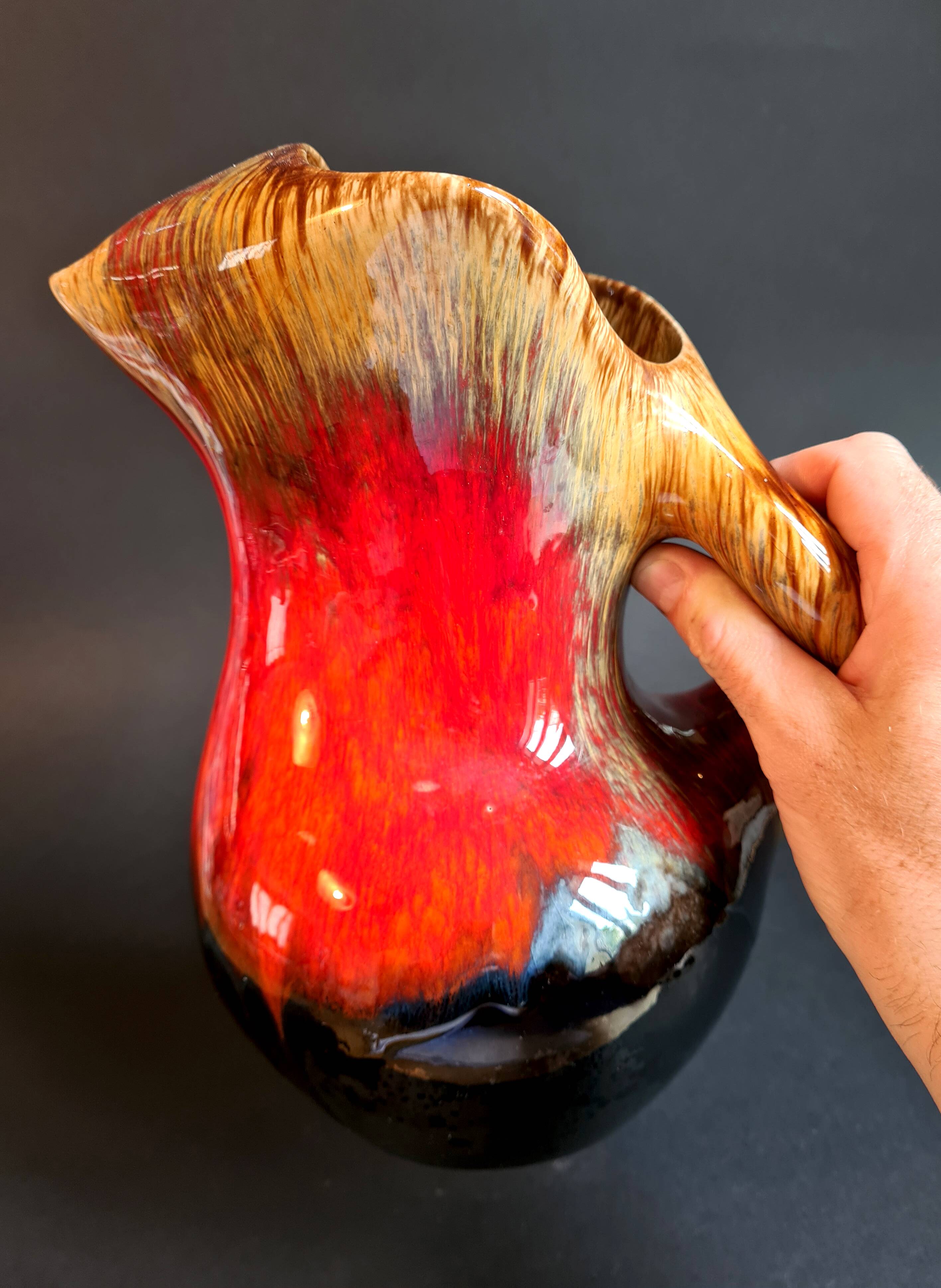 Pitcher in enamelled art ceramic from Vallauris, 1960s
