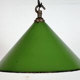 Industrial British Green Enamel Factory Pendant Lamp, 1950s