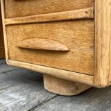 Antique light oak desk from the 1950s with 4 drawers