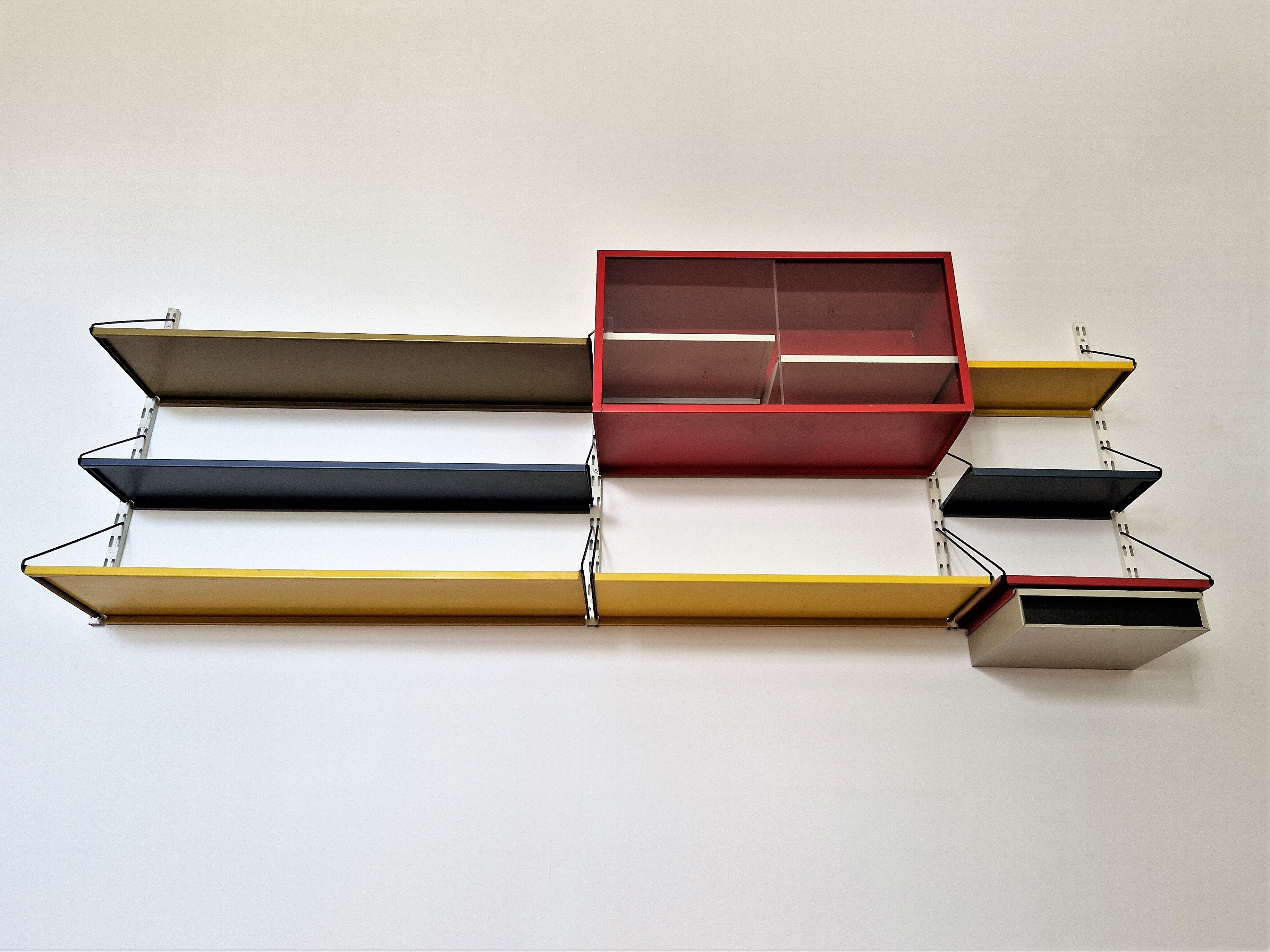 Multicolored wall unit by Tjerk Rijenga for Pilastro, Netherlands, 1960s