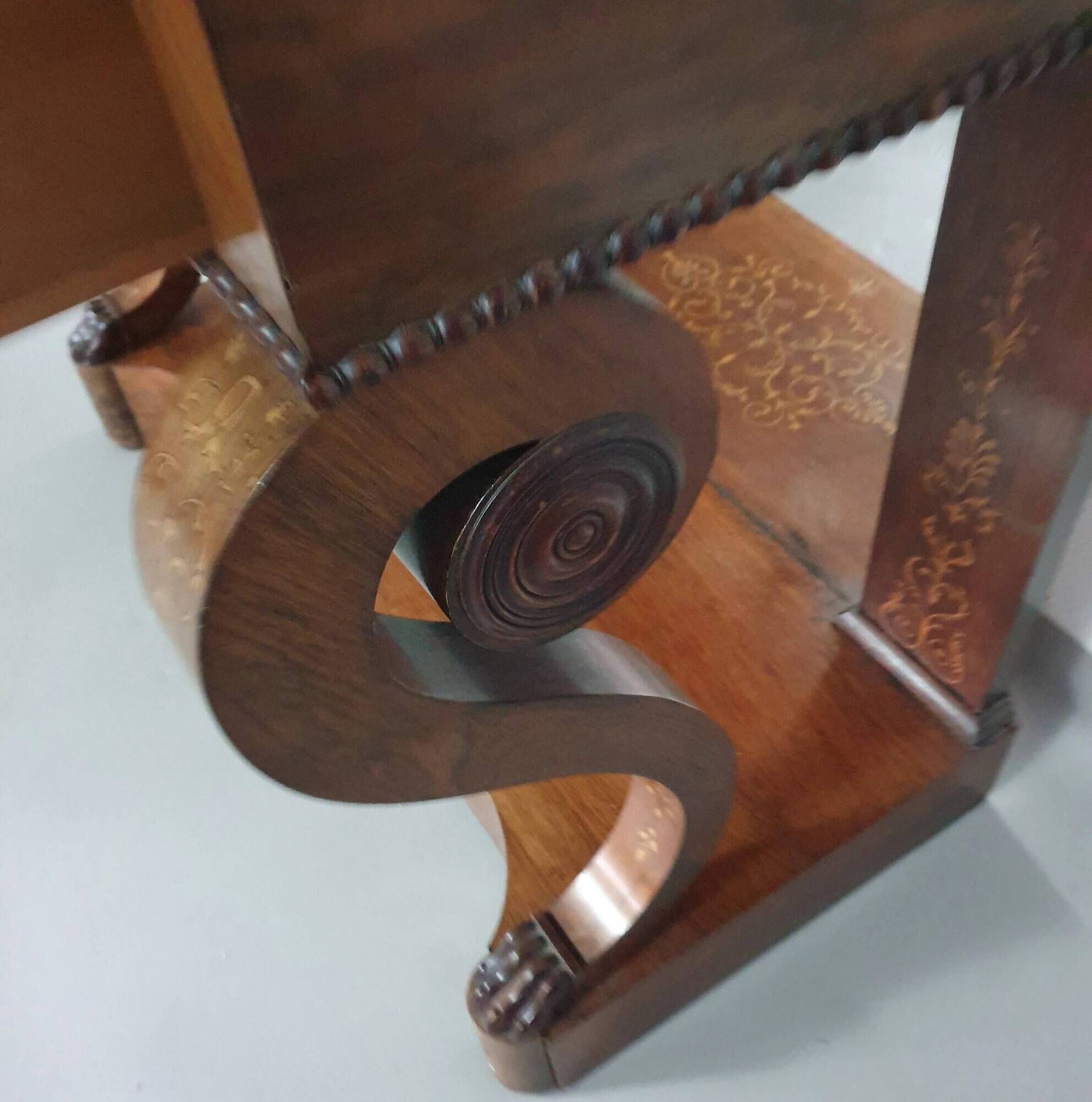 Trumeau / table d'appoint français des années 1830 avec marqueterie de bois