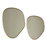 Set of 3 organic mirrors in golden brass 100% handmade
