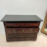 Chest of drawers in wood and gray marble with 4 drawers nineteenth century