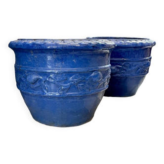 Duo de cache-pots en céramique ancien