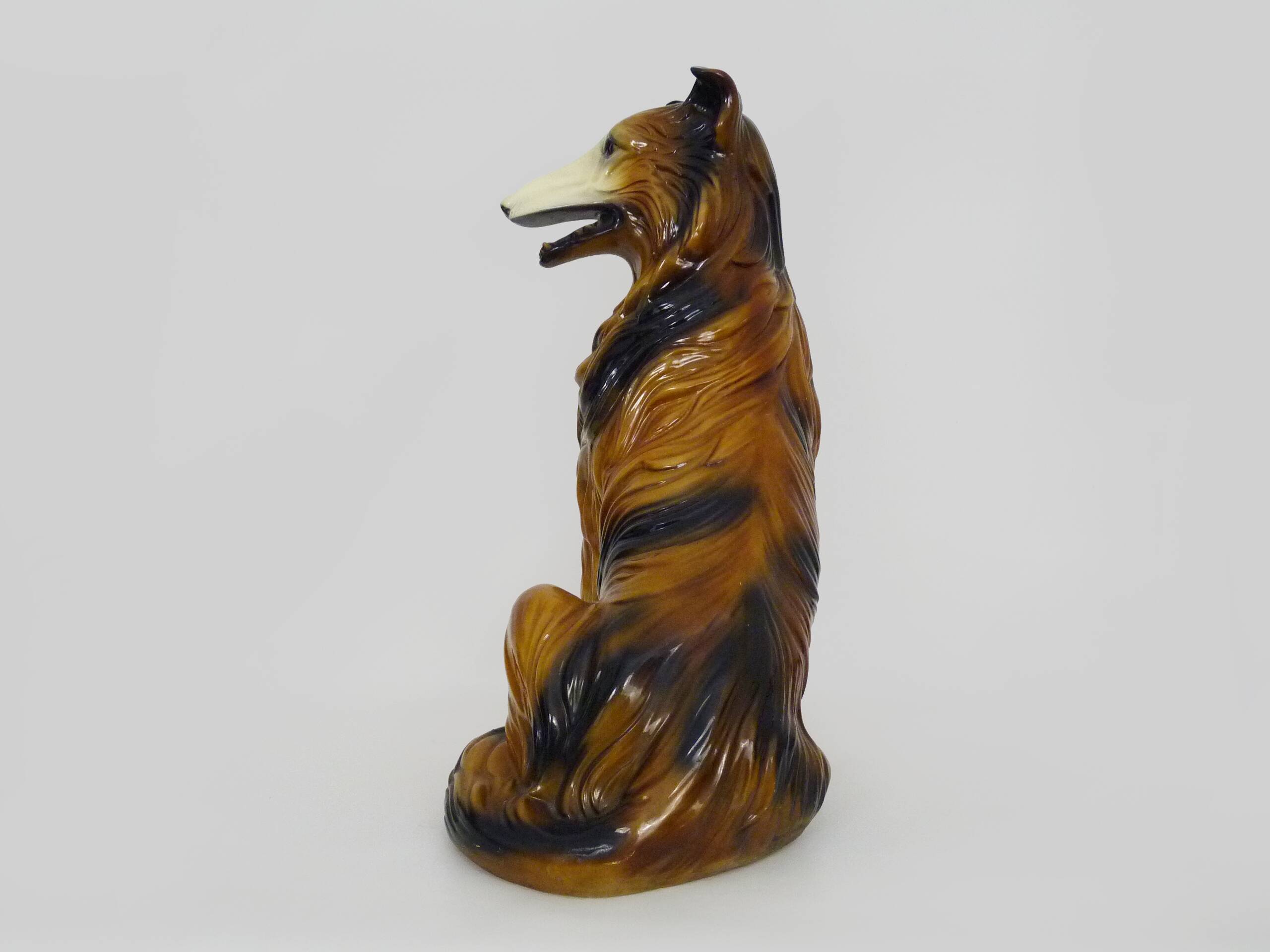 Life-size ceramic collie dog sculpture from the 1960s
