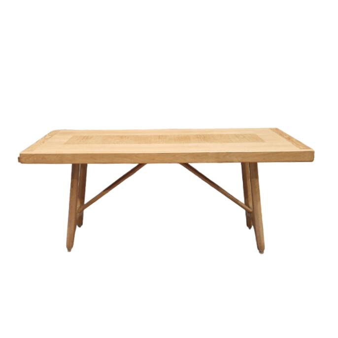 Table à Manger Vintage En Chêne Et Marqueterie De Chêne, Guillerme Et Chambron