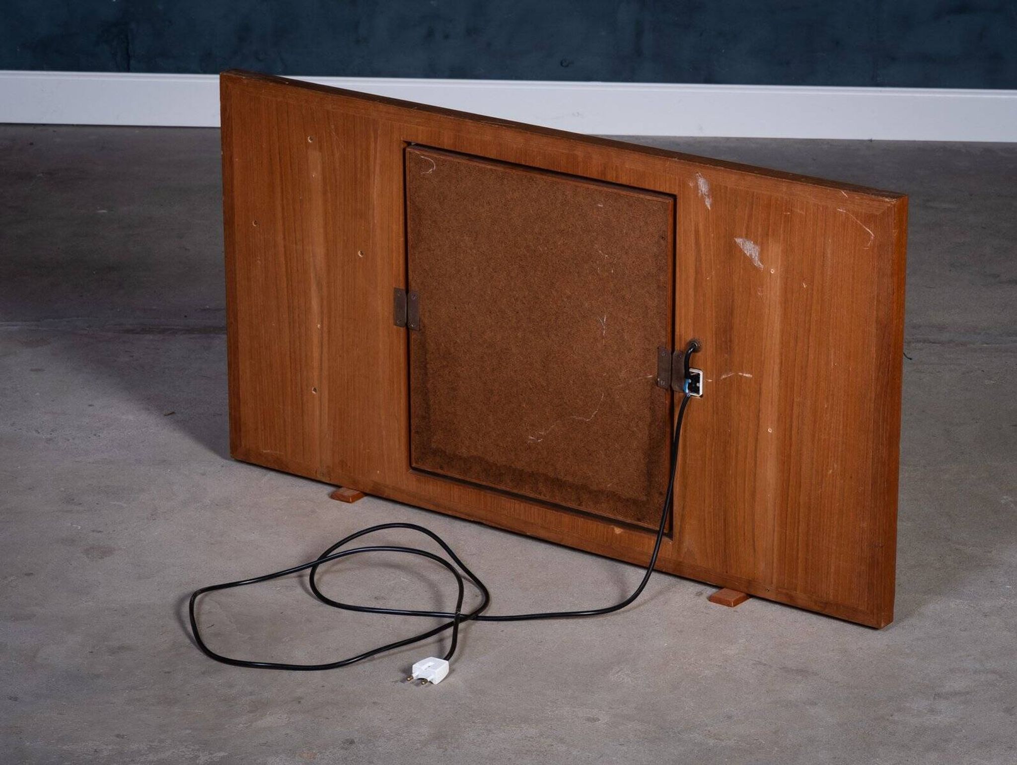 Vintage Free-Standing Teak Mirror with Lamp, 1960s