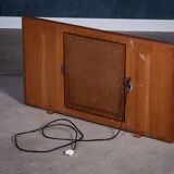 Vintage Free-Standing Teak Mirror with Lamp, 1960s