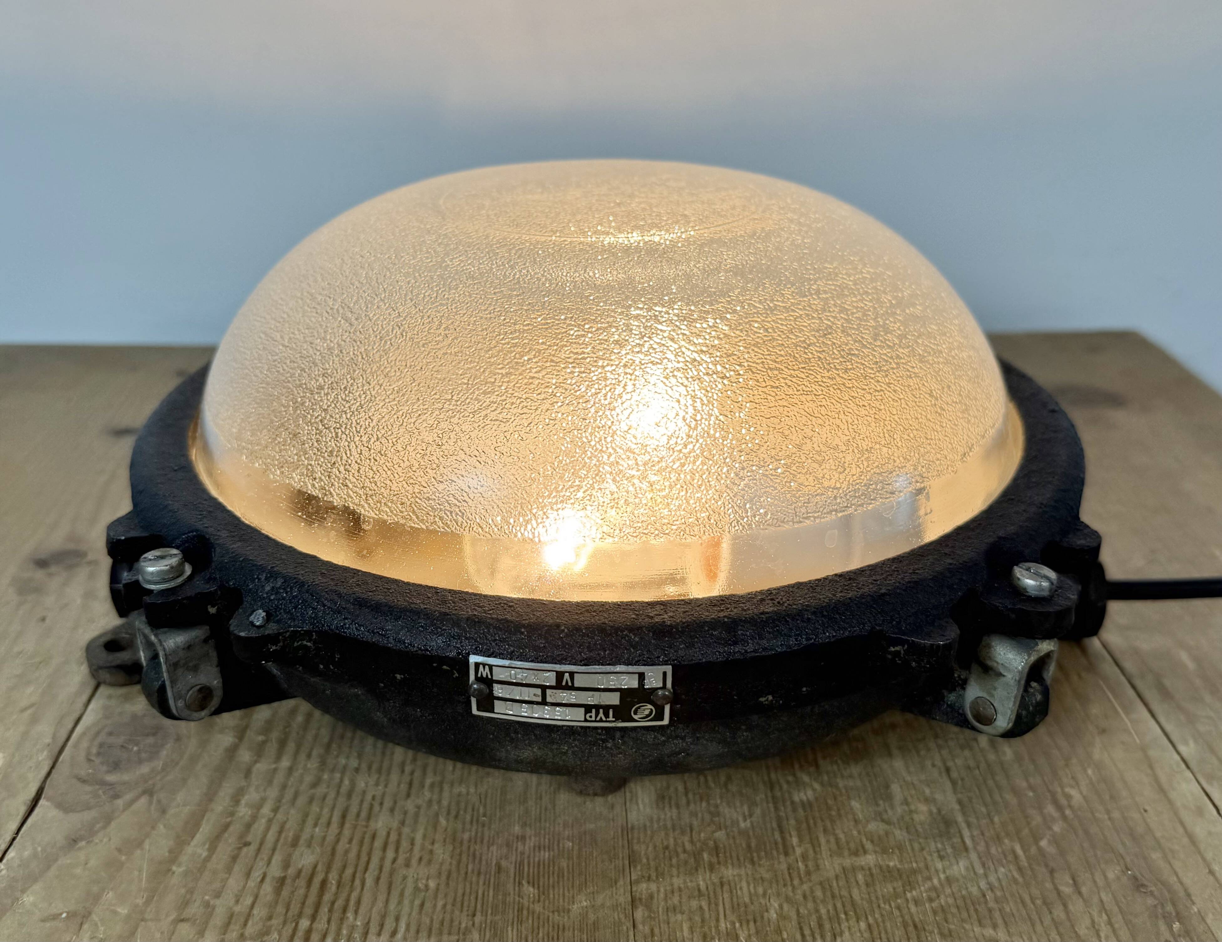 Black Industrial Cast Iron Wall or Ceiling Light from Elektrosvit, 1960s