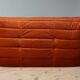Togo two-seater sofa in amber orange velvet by Michel Ducaroy for Ligne Roset, 1973
