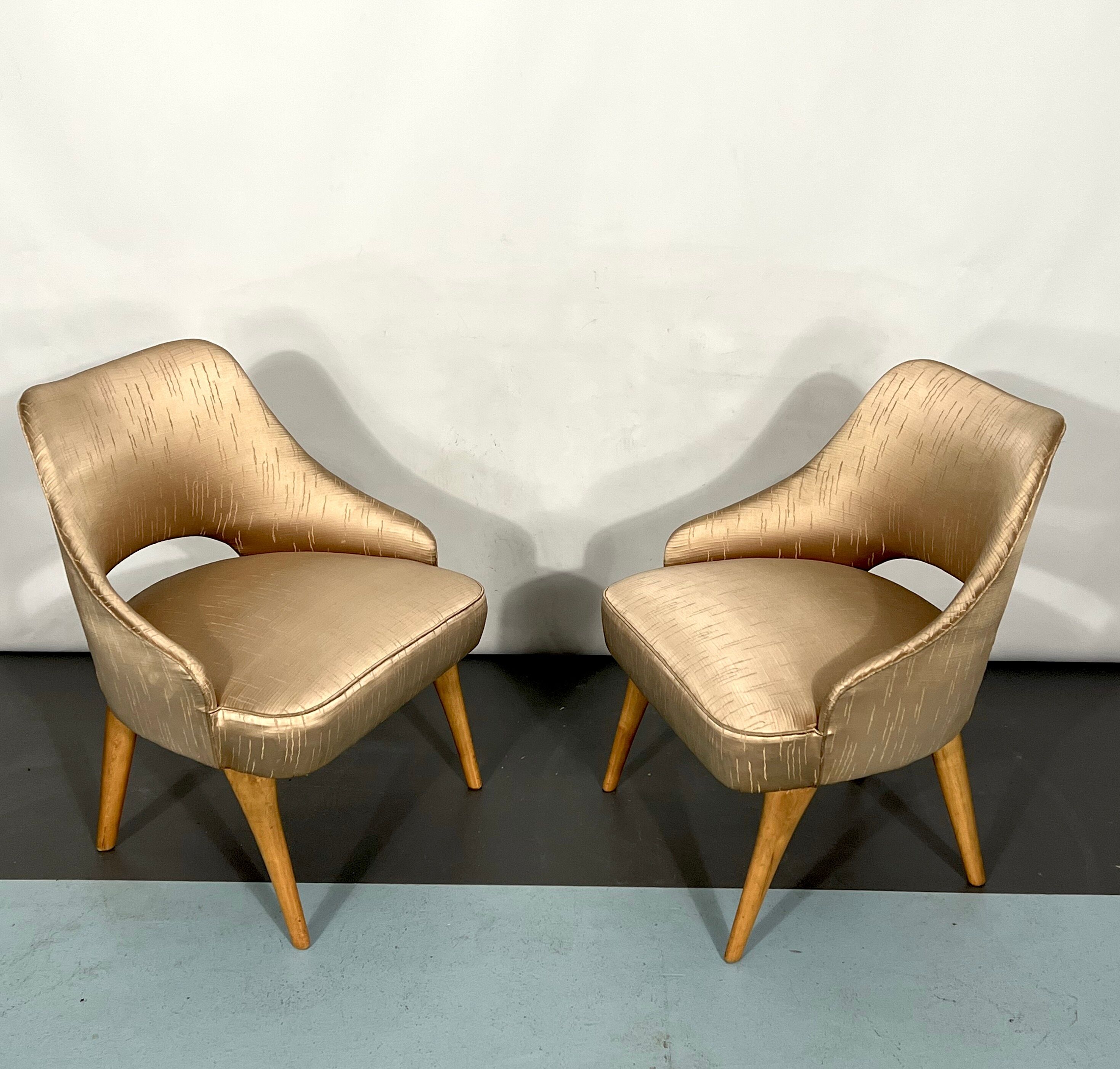 Italian Mid-Century bedroom chairs from 50s. Set of two