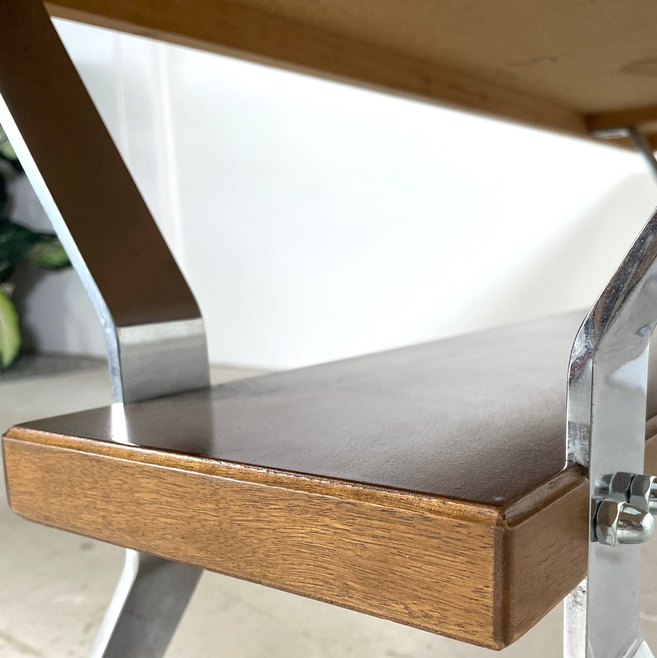 Vintage coffee table with copper top and chrome legs