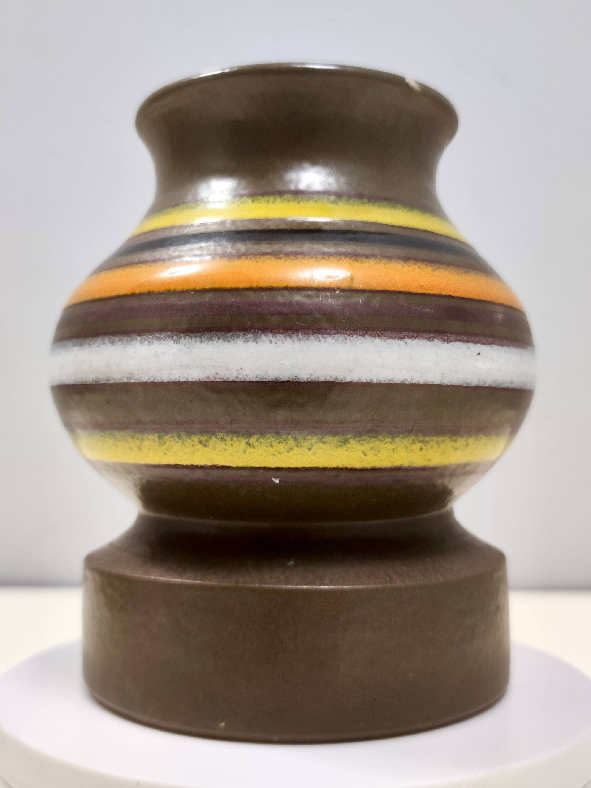 Brown Enameled Earthenware Vase by Bitossi