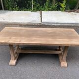 Renovated farmhouse dining table in raw solid wood 200cm 20th century