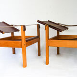 Karl Heinz Bergmiller For Escriba, Pair of Safari Leather Armchairs and Matching Coffee Table