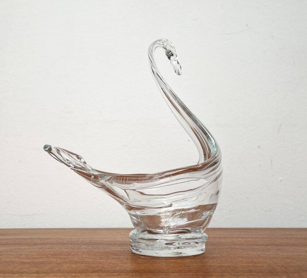 Vintage Glass Swan-Shaped Vase
