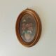Vintage miniature painting oil painting under glass