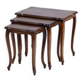Tables gigognes vintage de style Louis XV en noyer, années 1970, ensemble de 3