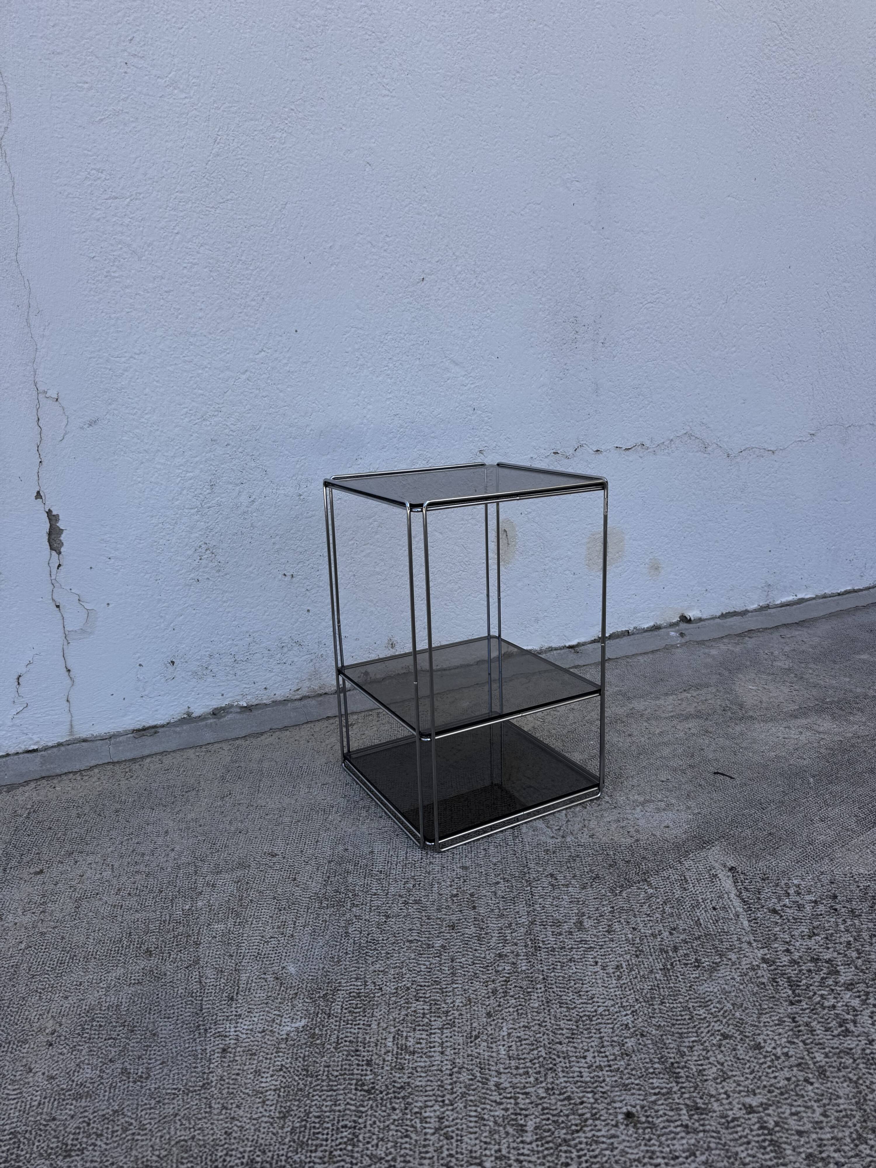 Max Sauze side table (Glass and Steel) Editions Isocèle