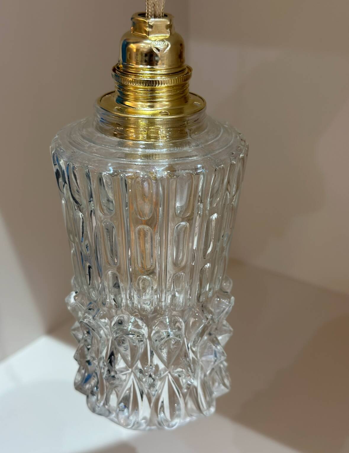 Vintage portable lamp - molded glass