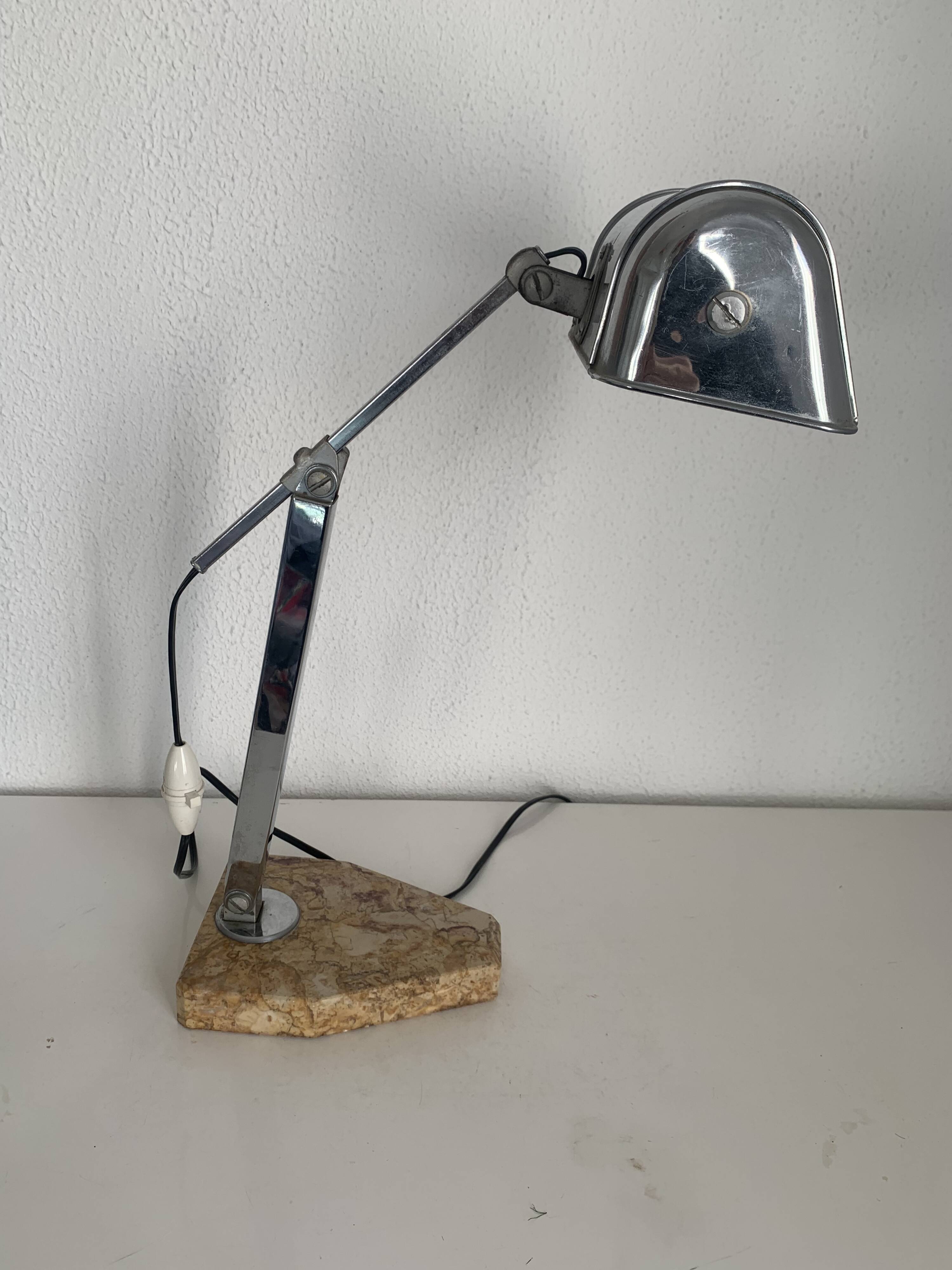 Lampe vintage 1930 Fare artisanat Français marbre sable - 45 cm