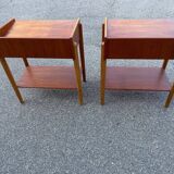 Set of 2 Danish teak and oak bedside tables attributed to Børge Mogensen, 1958