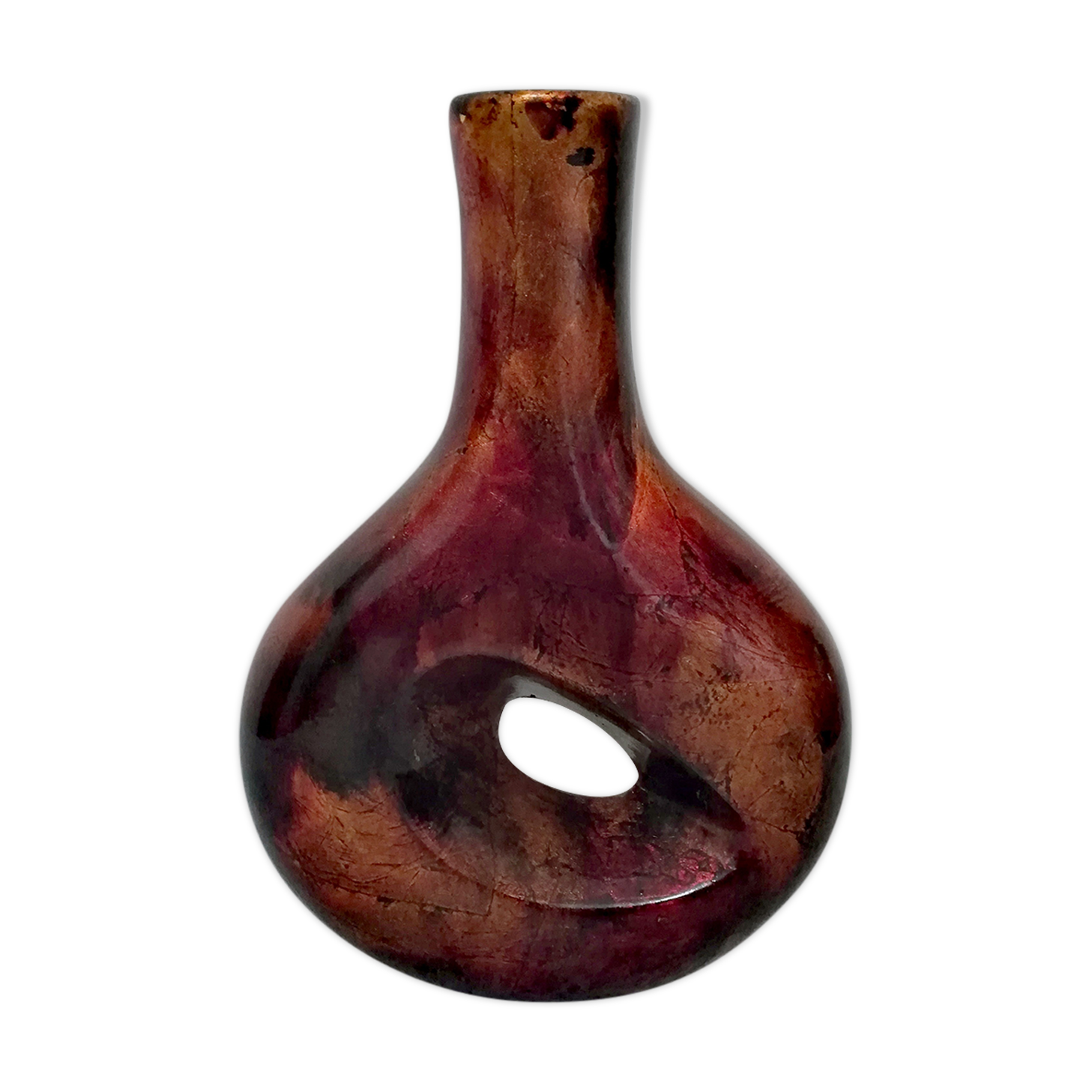 Enamelled and lacquered metal vase height